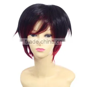 Factory Cheap Price Mix Black/red High Density Synthetic Hair Short Ombre Wig thumbnail-2
