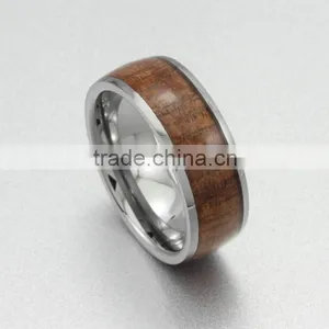 High Quality Sapele-Wood Titanium Ring,Titanium Ring For Men,Wood Inlay Ring thumbnail-1