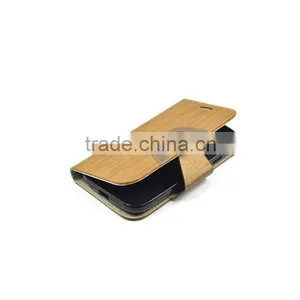 2016 Hot Sales PU Leather Case for Iphone6 by Wooden Lines Grain and Suitable for Business Man With Card Slots and Big Magnet thumbnail-3