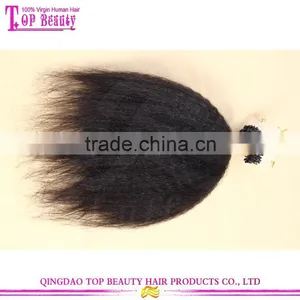 Top Quality Kinky Straight Hair Extension 100% Unprocessed Human Virgin Brazilian Micro Ring Loop Hair Extensions thumbnail-3