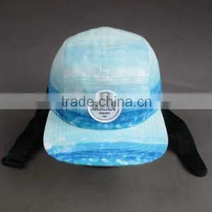 Hot Selling Flat Brim 5-panel Camper Cap With Fixed Belt thumbnail-2