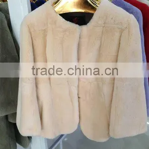 2015 New Arrival Rex Rabbit Fur Coat RR03 thumbnail-3