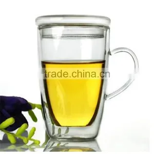 Hand-made Heat Resistant Double Wall Borosilicate Glass Cup With Handle Manufacturers Selling thumbnail-2