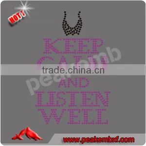 Hot Fix Rhinestone Keep Calm And Listen Will Crystal Stones For Dresses thumbnail-1
