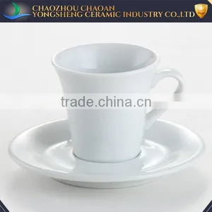 Wholesale 85ml Small Size White Ceramic Cup and Plate for Tea or Coffee thumbnail-1