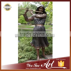 Life Size Bronze Woman Musician Statue thumbnail-1