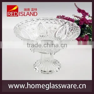 Glass Factory Supply Wholesale Carving Glass Candy Dish Stem Bowl thumbnail-1
