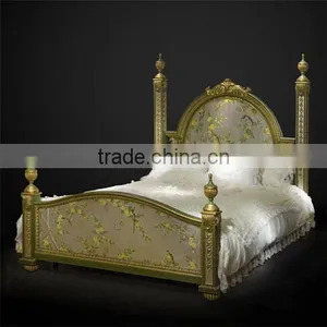 Glorious Wooden Bedroom Furniture, Exquisite Hand Painting Princess Bed With Night Stand, Classical Wood Carved Bedroom Set thumbnail-2