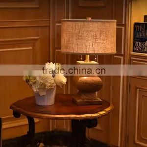 Imported Marble Carving Lampbody Fabric Lampshade Bedroom Table Lamp thumbnail-1