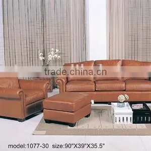 Chesterfield Sofa Set. Genuine Leather Sofa Set. American Modern Style Leather Sofa Set B48153 thumbnail-1