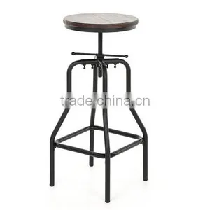 Industrial Adjustable Height Swivel Bar Stool thumbnail-1