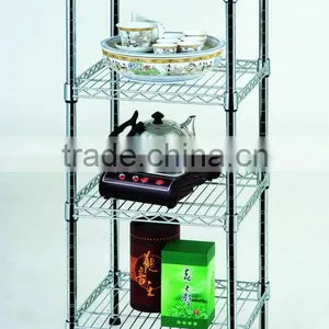 4 Tiers Carbon Steel Chrome Plated Kitchen Rack With Wheel thumbnail-1