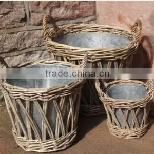 HOT 100%Handmade Natural Willow Flower Baskets Wicker Flower Plant Basket thumbnail-6
