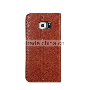 Window View Leather Case For Samsung S6 Edge With Sleep Wake Fuction, Genuine Leather Case thumbnail-2