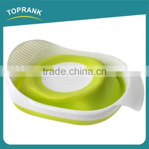 New Design Foldable Storage Baskets Silicone Collapsible Kitchen Vegetables Fruit Basket With Colander thumbnail-3