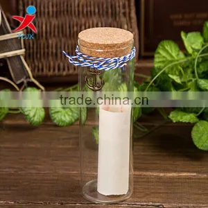 CLEAR CYLINDER BOROSILICATE GLASS MESSAGE BOTTLE WITH CORK LID thumbnail-1