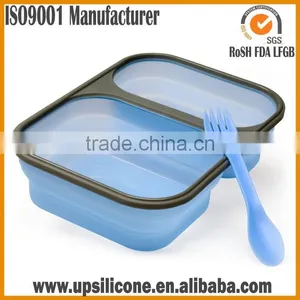 2-compartment Food Container With Lid Silicone Collapsible Lunch Box With Lid Dishwasher Safe Bento Lunch Box Container thumbnail-2