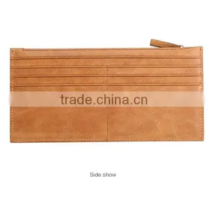 Top Cowhide Leather Tan Color Rfid Blocking Men Zipper Card Holder Wallet thumbnail-2