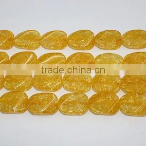 Yellow Loose Crackle Crystal Beads thumbnail-1