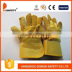 DDSAFETY 2017 Wholesale Cheap Working Gloves Yellow Split Leather Glove thumbnail-1