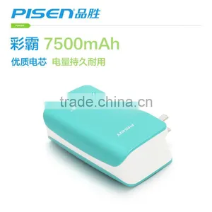 Compact Portable Charger External Battery Power Bank With Foldable AC Plug, 7500mAh, Teal thumbnail-2