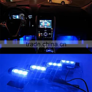 4Pcs Car Styling Interior Parking Decorative Light Passat B6 3 LEDs Led Lamp Car Door Charge 12V Glow 4in1 Atmosphere Blue Light thumbnail-1