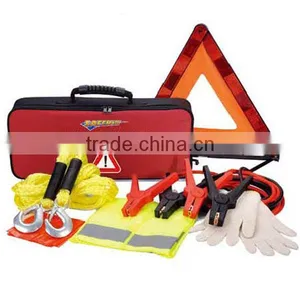 High Quality 6PCS Car Road Safety Tool Bag Include Booster Cable Warning Triangle Tow Rope Safety Vest Gloves thumbnail-1