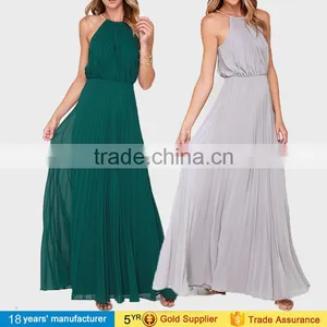 Elegant Casual Cheap Bridesmaid Vestido de Festa Pleated A-Line Chiffon Formal Party Long Wedding Evening Maxi Dresses for Women thumbnail-1