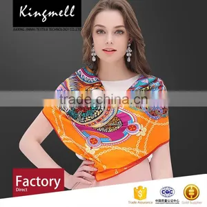 Custom Fashionable Digital Printing Silk Satin Fabric Women's Square Scarf thumbnail-1