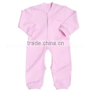 100% Cotton Long Sleeve Plain Baby Romper thumbnail-1