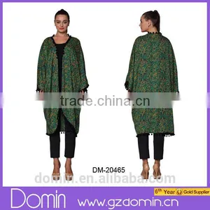 New Design China Manufacturer Ladies Pom Long Kimono thumbnail-1