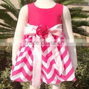Cute Cheap Baby Cotton Dresses Rainbow Chevron Dress for Girls Children Baby Clothing Chevron Dress thumbnail-4