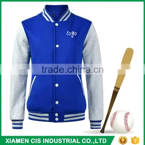 Custom Logo American Style Blue and White Mens Plain Varsity Baseball Jacket thumbnail-1