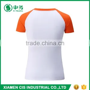 2017 New Design 200gsm Lycra Cotton Short Sleeve White T Shirt for Women thumbnail-6