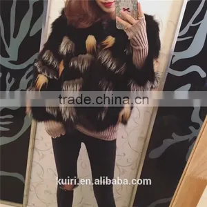 Women Short Fox Fur Coats 2016 Fashion Thick Warm Winter Real Fur Outerwear Female Trendy Elegant Patchwork Natural Fur Overcoat thumbnail-1