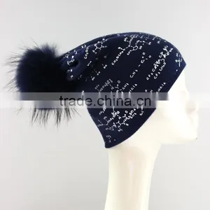 Myfur 2017 Wool Adults Style Letter Printing Pompom Hat With Real Fur Pom Pom thumbnail-5