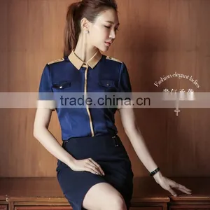 Custom High Quality Short Sleeve Latest Beautiful Blouse Styles Formal Shirt Blouse Pattern thumbnail-1