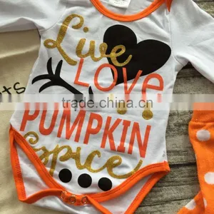 Infant Baby Girls Boutique Clothing Sets Toddler Halloween Outfits Live Love Pumpkin Romper Infant Toddler Girls Romper thumbnail-2