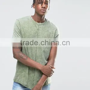 Longline T-Shirt In Acid Wash/stone Washed Green thumbnail-2