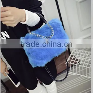 Fashion Simple Casual Style Solid Fur Chain Women Handbags thumbnail-4