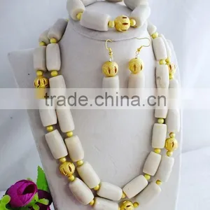 Unique Design !!! 2015 Natural White Coral and Yellow Shell Pearl Beads Jewelry Set thumbnail-2