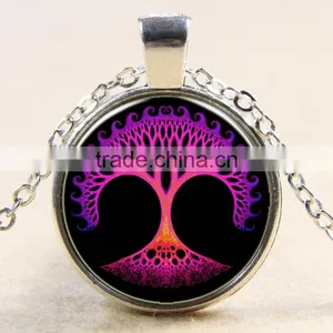 XP-TGN-LT-168 Wholesale Fashion Jewelry Mandala Time Diy Image Gemstone Family Tree Round Cabochon Necklace For Ladies thumbnail-1