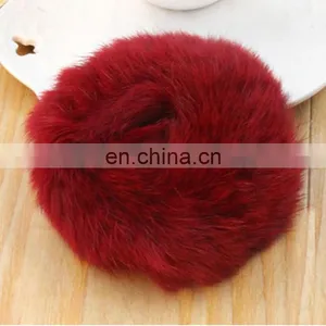 High Quality Handmade Girl Fur Hairband Real Rabbit Fur Hair Ring Wholesale thumbnail-5