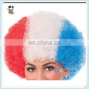 Patriotic Red White Blue Cheap Synthetic Football Fan Party Wigs HPC-0015 thumbnail-2