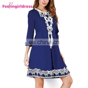 Fashion Lady Clothing Women Casual Long Sleeve Ladies Knee Length Dress thumbnail-4