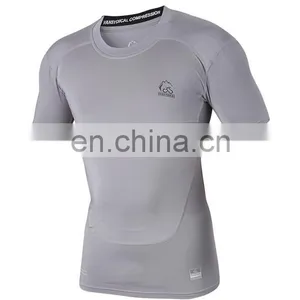 2017 Summer Men Compression Short-sleeve Tights Running T-shirts Athletic Workout Breathable Sportswear Wholesale thumbnail-2