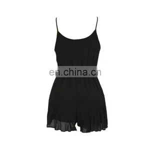 Hot Sale Sexy Summer Women Sleeveless Solid Black Thin Straps Jumpsuit thumbnail-2
