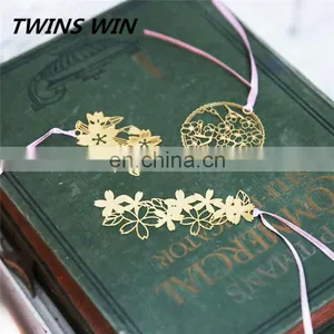 Lovely Popular School Office Supplies Stationery From China ,Unique Gold Design Metal Flower Shaped Bookmarks for Books thumbnail-1