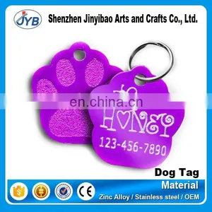 Plastic Glitter Paw Dog Tag Keychain thumbnail-1