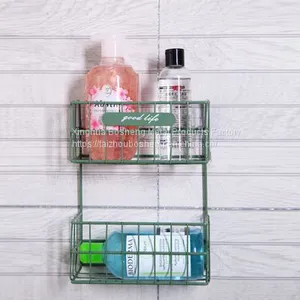 Double Layer Kitchen Seasoning Metal Rack Wall Mounted Storage Shelves for Kitchen, Bathroom thumbnail-1